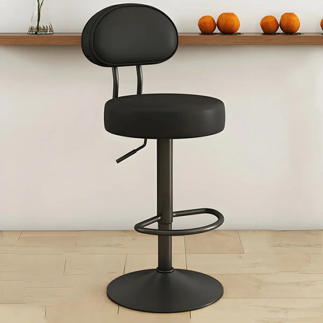 Adjustable Round Leather Backrest Swivel Bar Stool Grey Image - 2