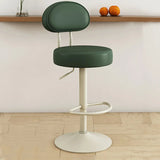 Adjustable Round Leather Backrest Swivel Bar Stool Grey Image - 23