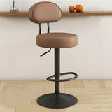 Adjustable Round Leather Backrest Swivel Bar Stool Grey Image - 6