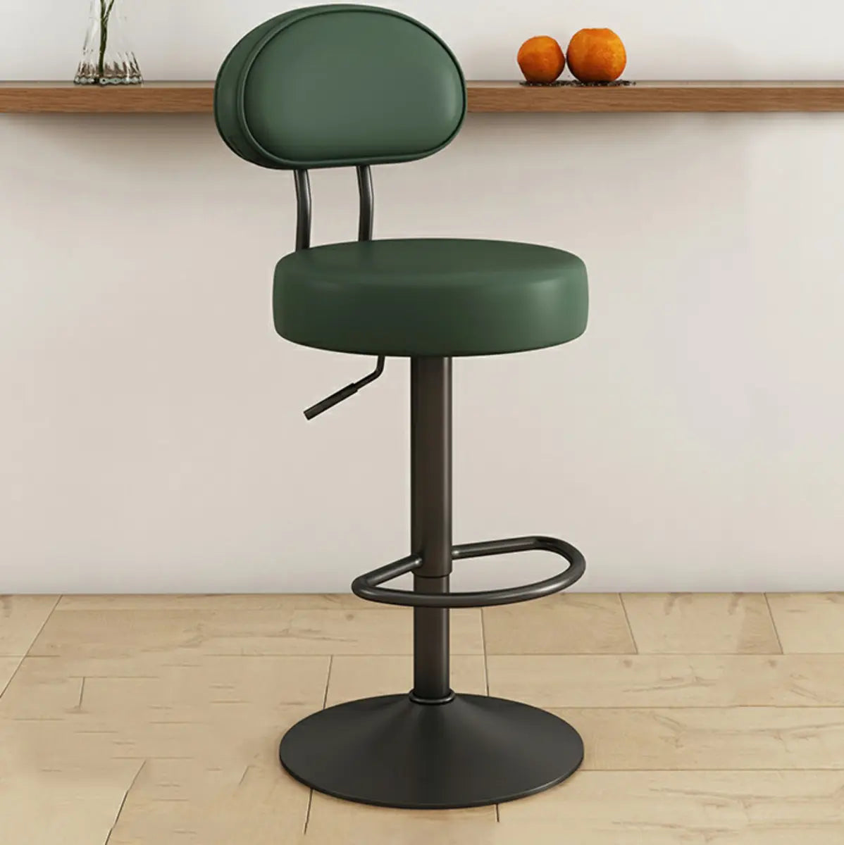 Adjustable Round Leather Backrest Swivel Bar Stool Grey Image - 7