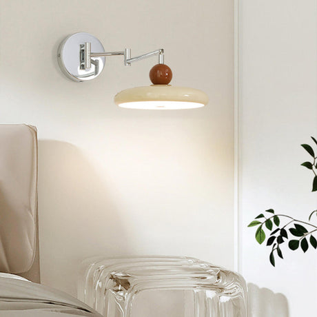 Adjustable Round Metal Bedroom Swing Arm Wall Sconce Image - 1