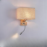 Adjustable Rustic Wood Geometric Metal Wall Sconce Image - 12