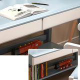 Adjustable Shelves Drawers Wood H-Shape Writing Desk Image - 6