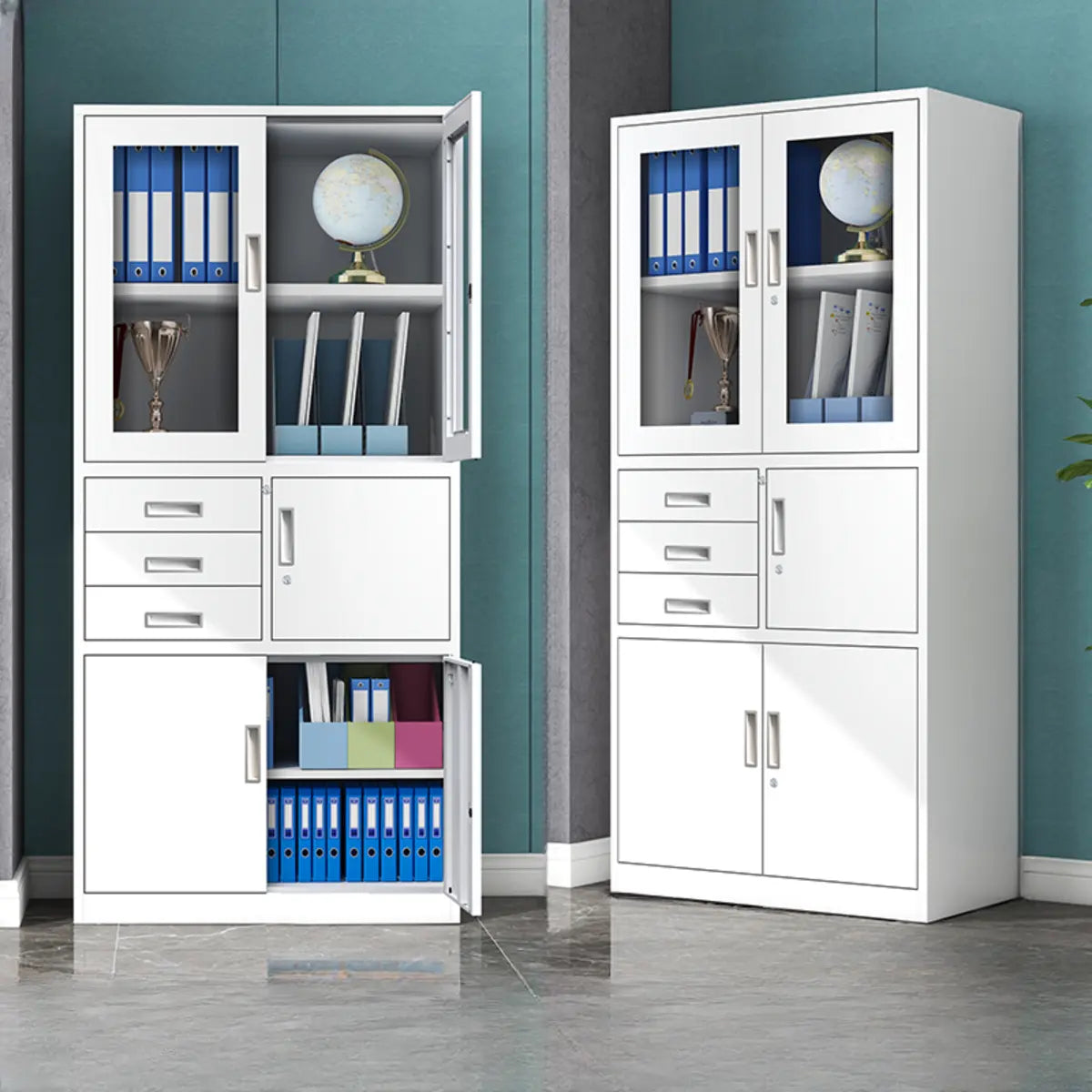 Adjustable Shelves Lockable Drawers Office Storage Cabinet Image - 7