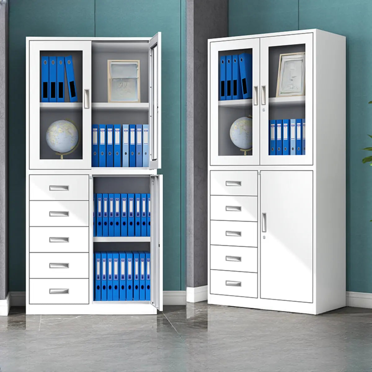 Adjustable Shelves Lockable Drawers Office Storage Cabinet Image - 9