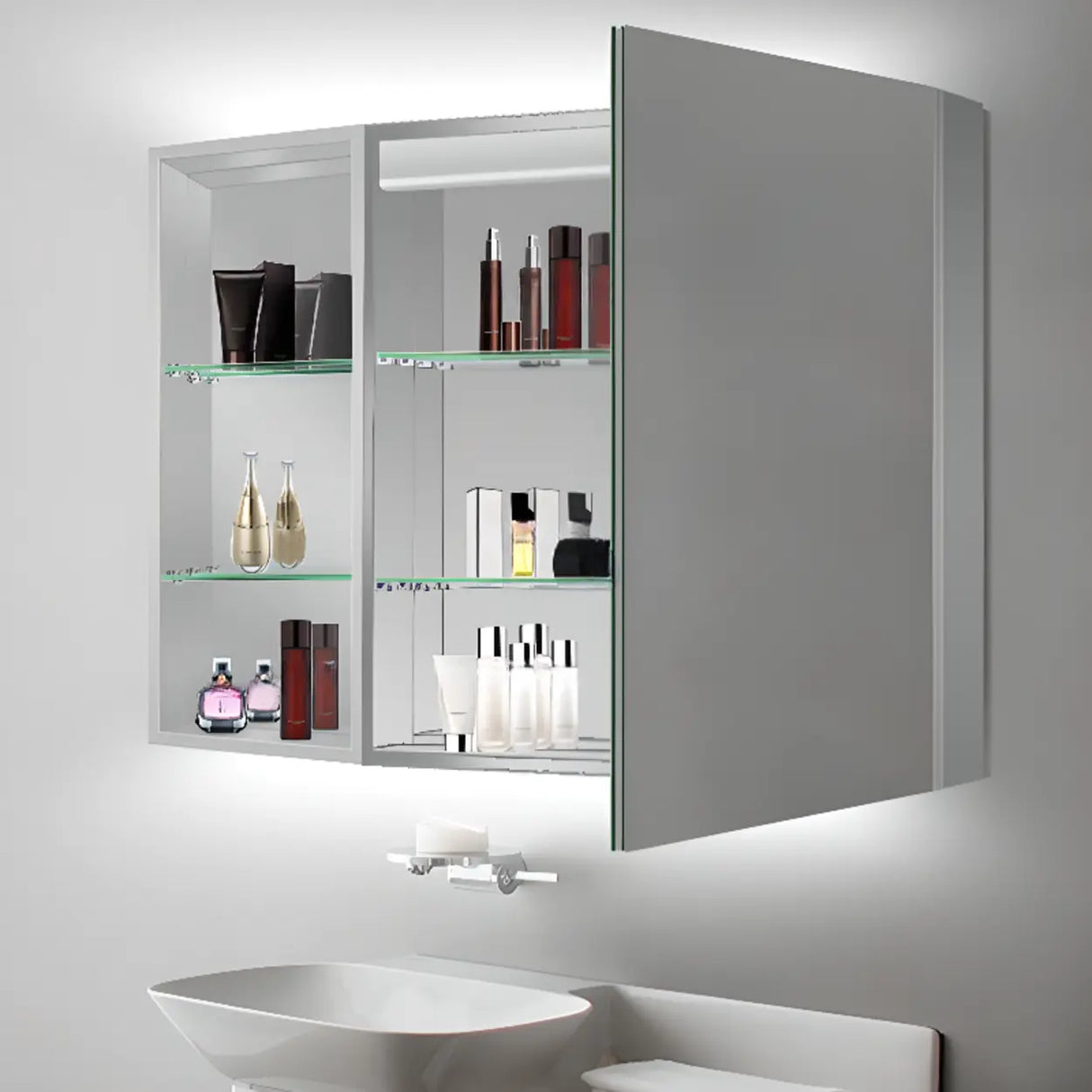 Adjustable Shelves Metal Wall Medicine Cabinet with Mirror Image - 6