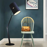 Adjustable Simple Black Barrel Swing Arm Floor Lamp Image - 4