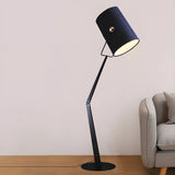 Adjustable Simple Black Barrel Swing Arm Floor Lamp Image - 5