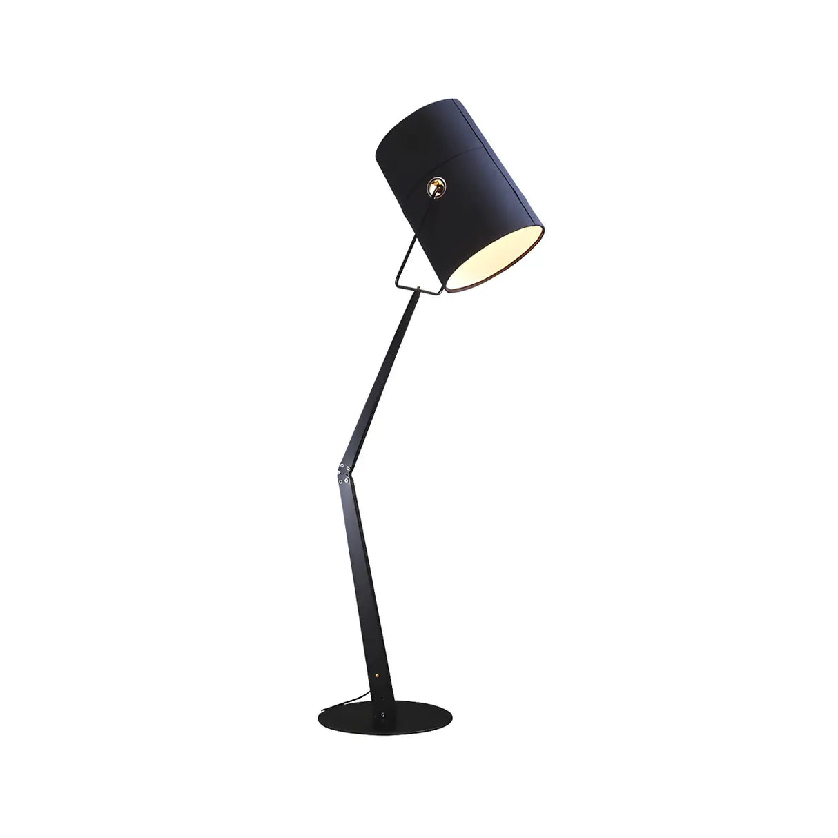 Adjustable Simple Black Barrel Swing Arm Floor Lamp Image - 7