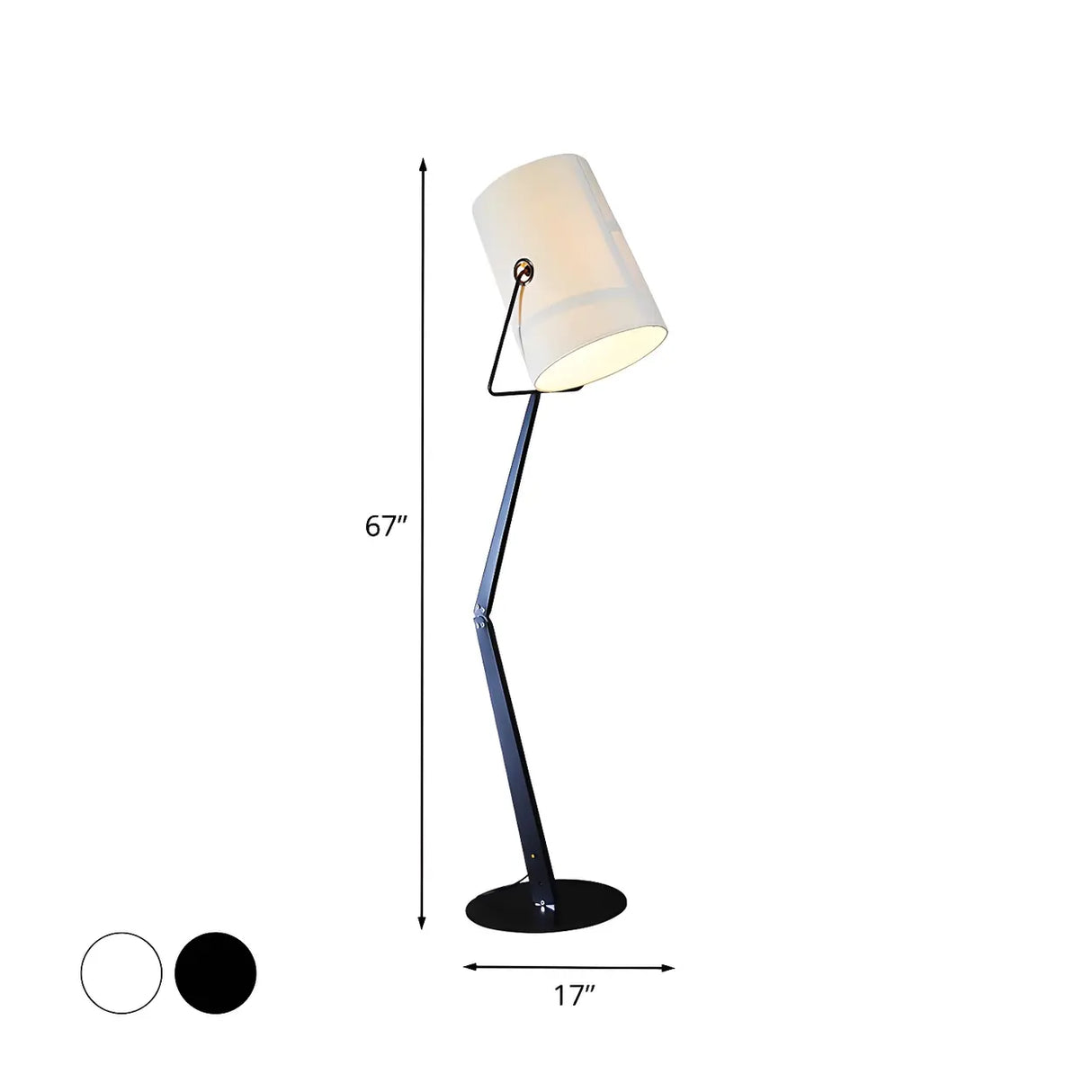 Adjustable Simple Black Barrel Swing Arm Floor Lamp 