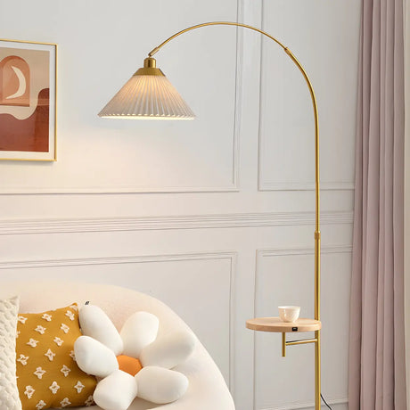 Adjustable Simple Cone Side Table Gold Floor Lamp Image - 1