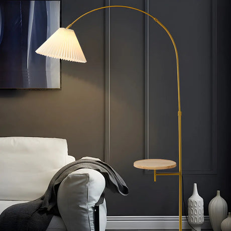 Adjustable Simple Cone Side Table Gold Floor Lamp Image - 2