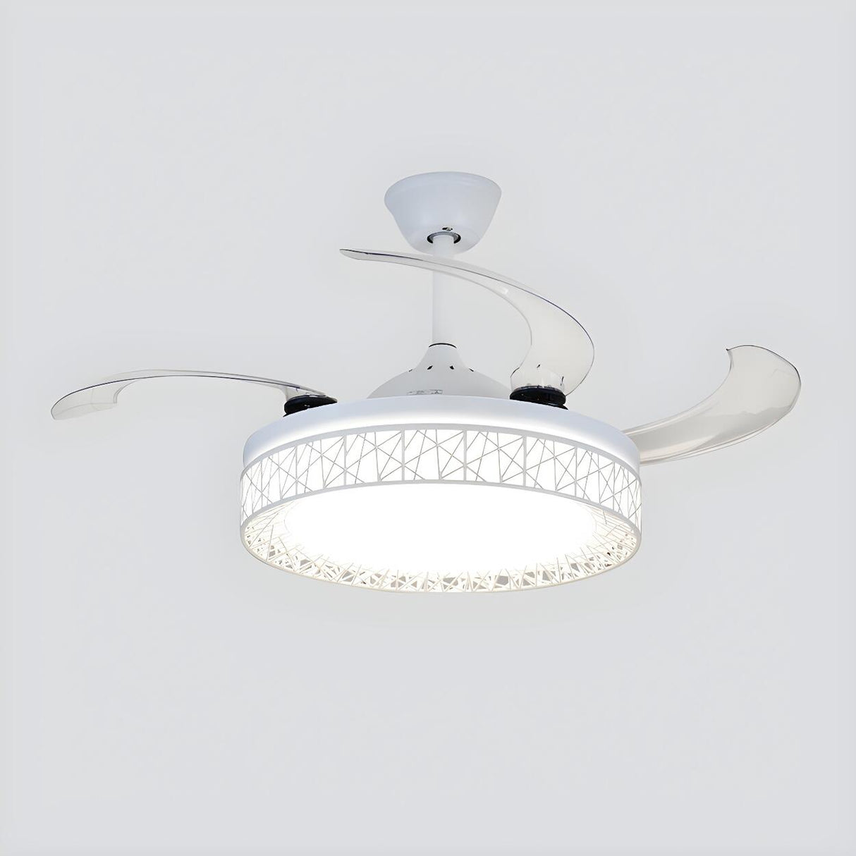 Adjustable Simple Drum Round Ceiling Fan with LED Light Image - 4