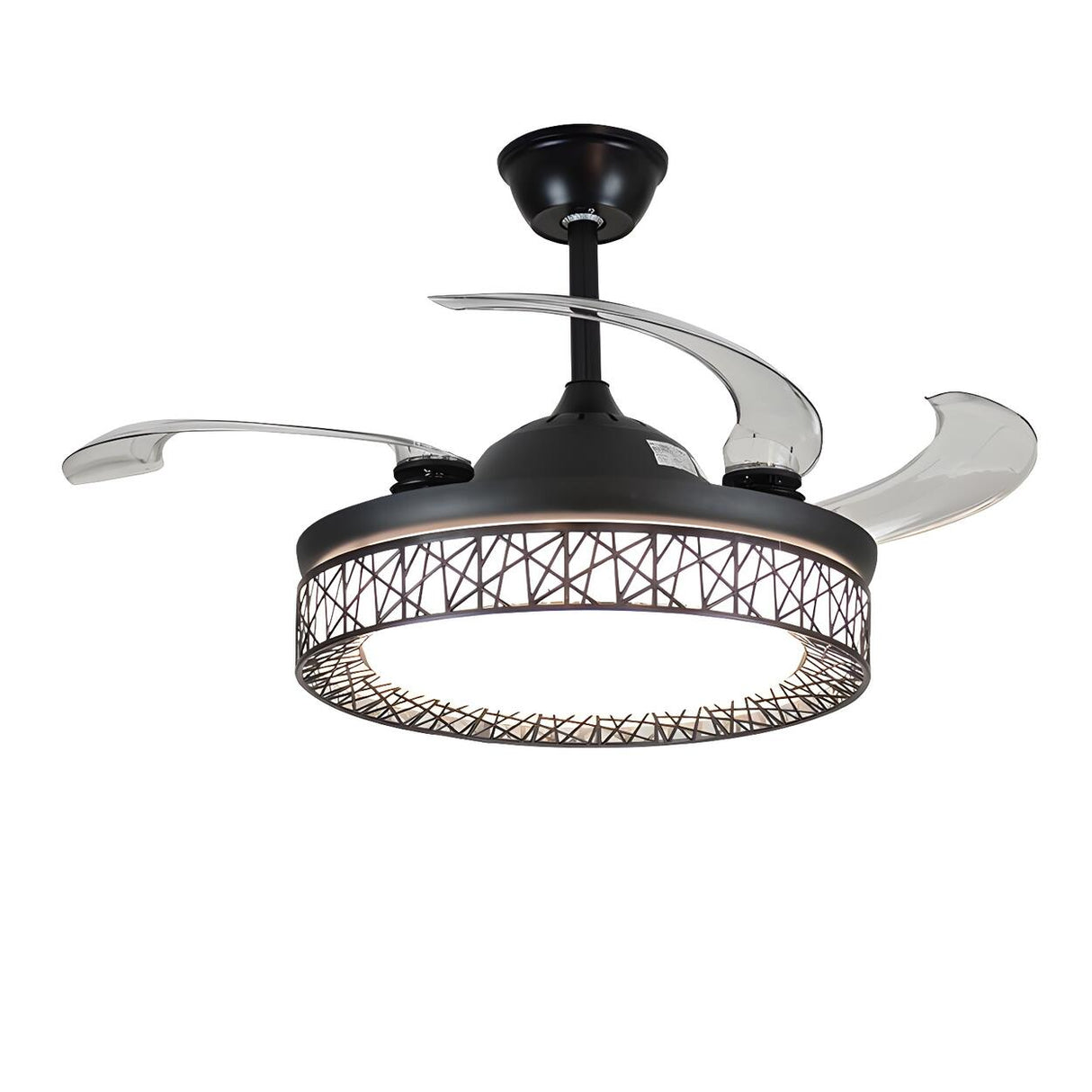 Adjustable Simple Drum Round Ceiling Fan with LED Light Image - 5