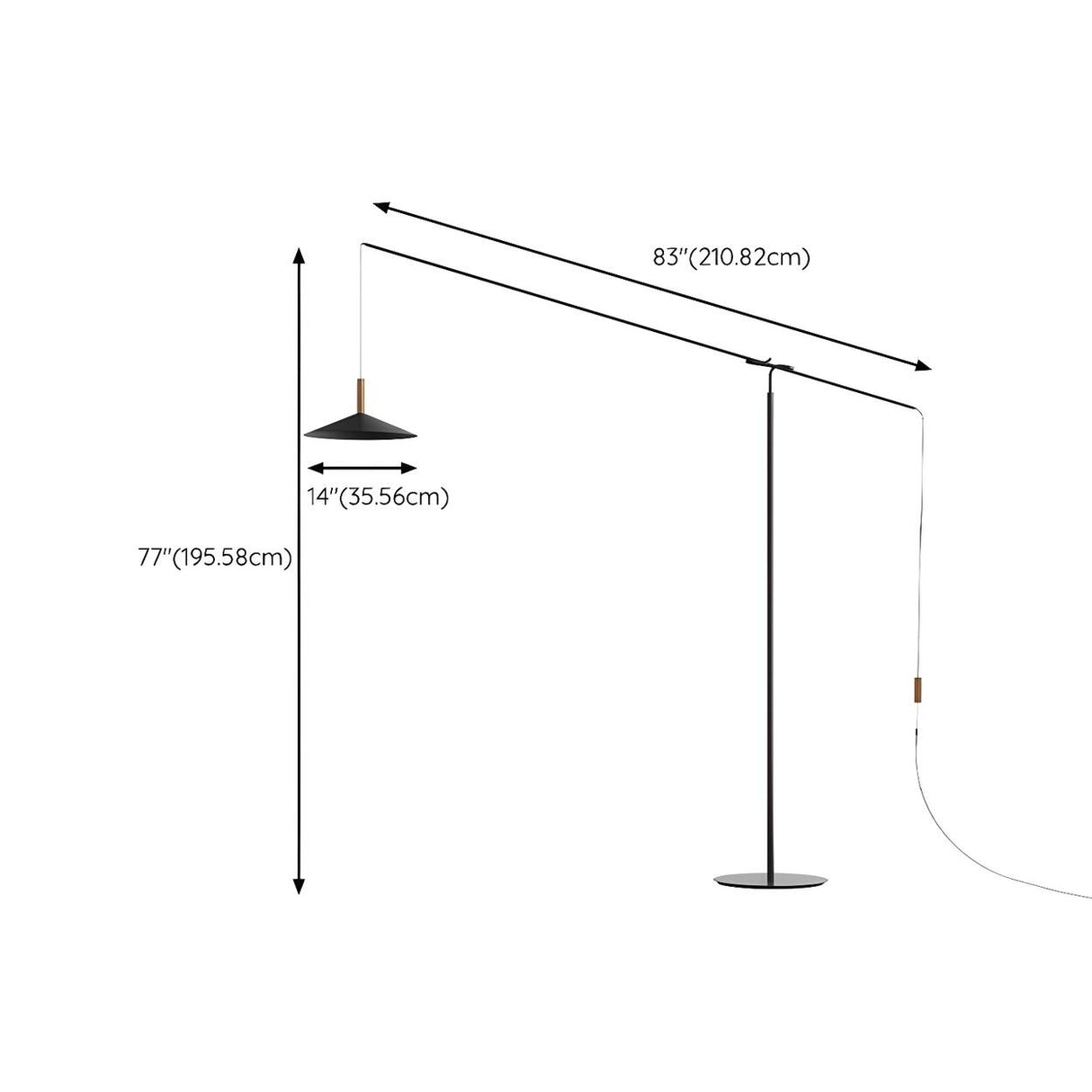 Adjustable Simple Hanging Cone Cantilever Floor Lamp 