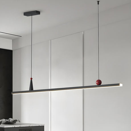 Adjustable Sleek Black Linear Island Pendant Light Image - 1