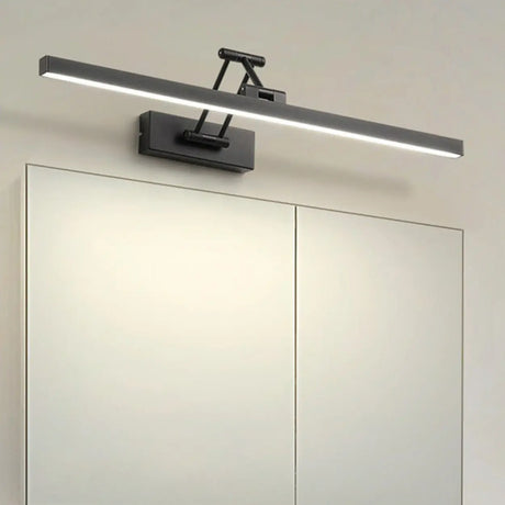 Adjustable Sleek Black Rectangular Metal Vanity Light Image - 1