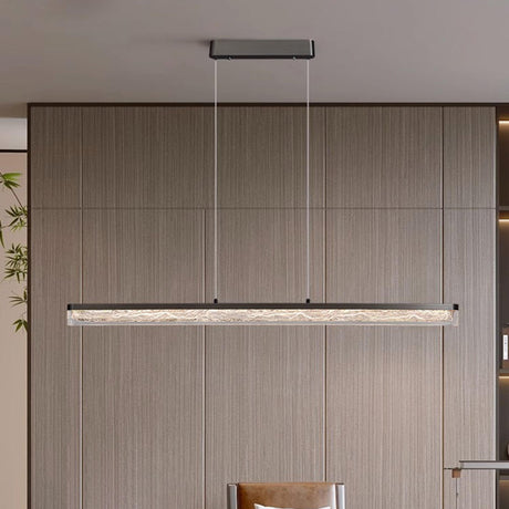 Adjustable Sleek Textured Linear Island Pendant Light Image - 1