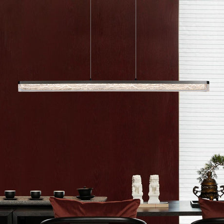 Adjustable Sleek Textured Linear Island Pendant Light Image - 2