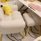 Adjustable Solid Cotton Off-White Wood Cozy Recliner Image - 16