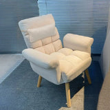 Adjustable Solid Cotton Off-White Wood Cozy Recliner Image - 2