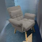 Adjustable Solid Cotton Off-White Wood Cozy Recliner Image - 3