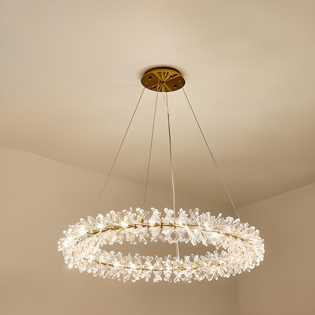 Adjustable String Surrounding Crystal Chandelier Image - 10