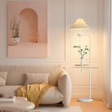 Adjustable Trendy White Cone Side Table Floor Lamp Image - 1