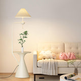 Adjustable Trendy White Cone Side Table Floor Lamp Image - 15