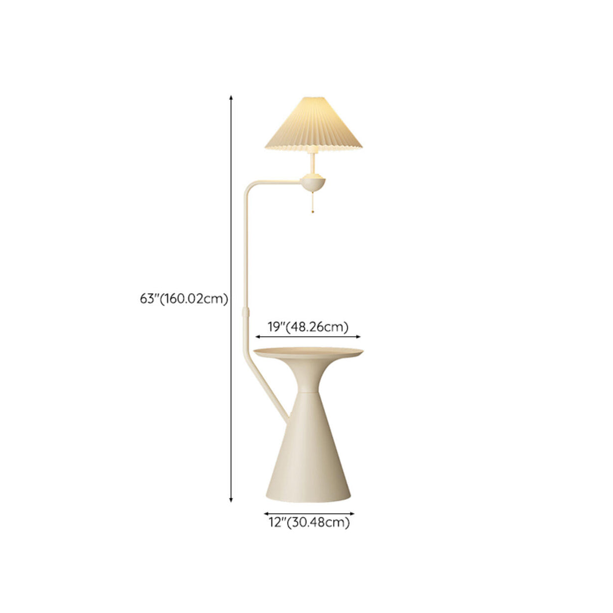 Adjustable Trendy White Cone Side Table Floor Lamp Image - 19