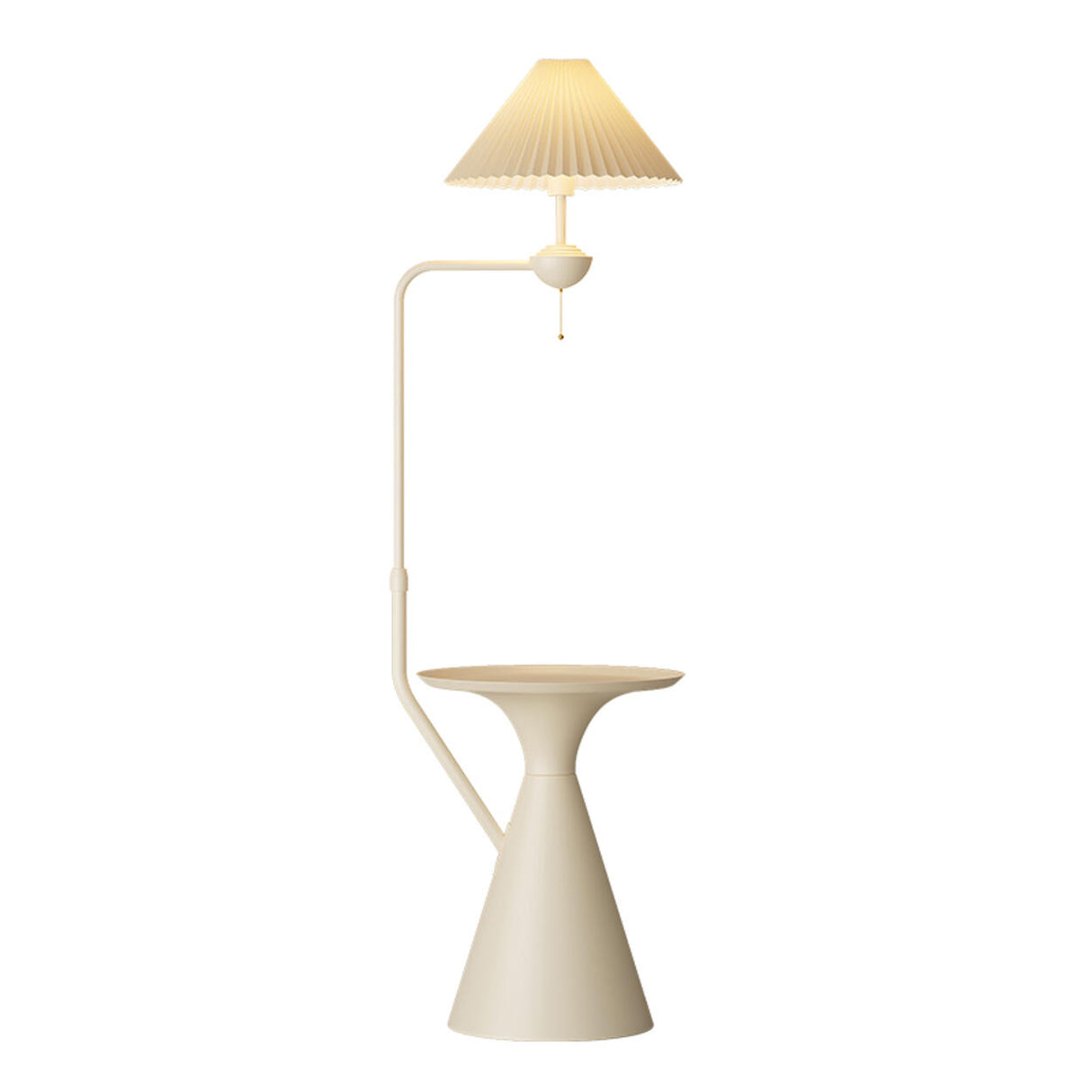 Adjustable Trendy White Cone Side Table Floor Lamp Image - 8