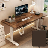 Adjustable Walnut Wood Rectangle T-Shape Standing Desk Image - 13