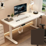 Adjustable Walnut Wood Rectangle T-Shape Standing Desk Image - 15