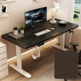 Adjustable Walnut Wood Rectangle T-Shape Standing Desk Image - 2