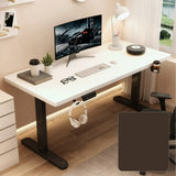 Adjustable Walnut Wood Rectangle T-Shape Standing Desk Image - 3