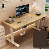 Adjustable Walnut Wood Rectangle T-Shape Standing Desk Image - 7