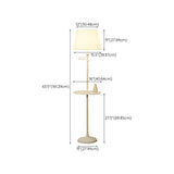 Adjustable White Cylinder Floor Lamp with Side Table #size