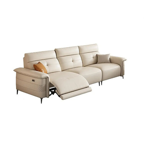 Adjustable White Genuine Leather Reception Sofa Image - 1