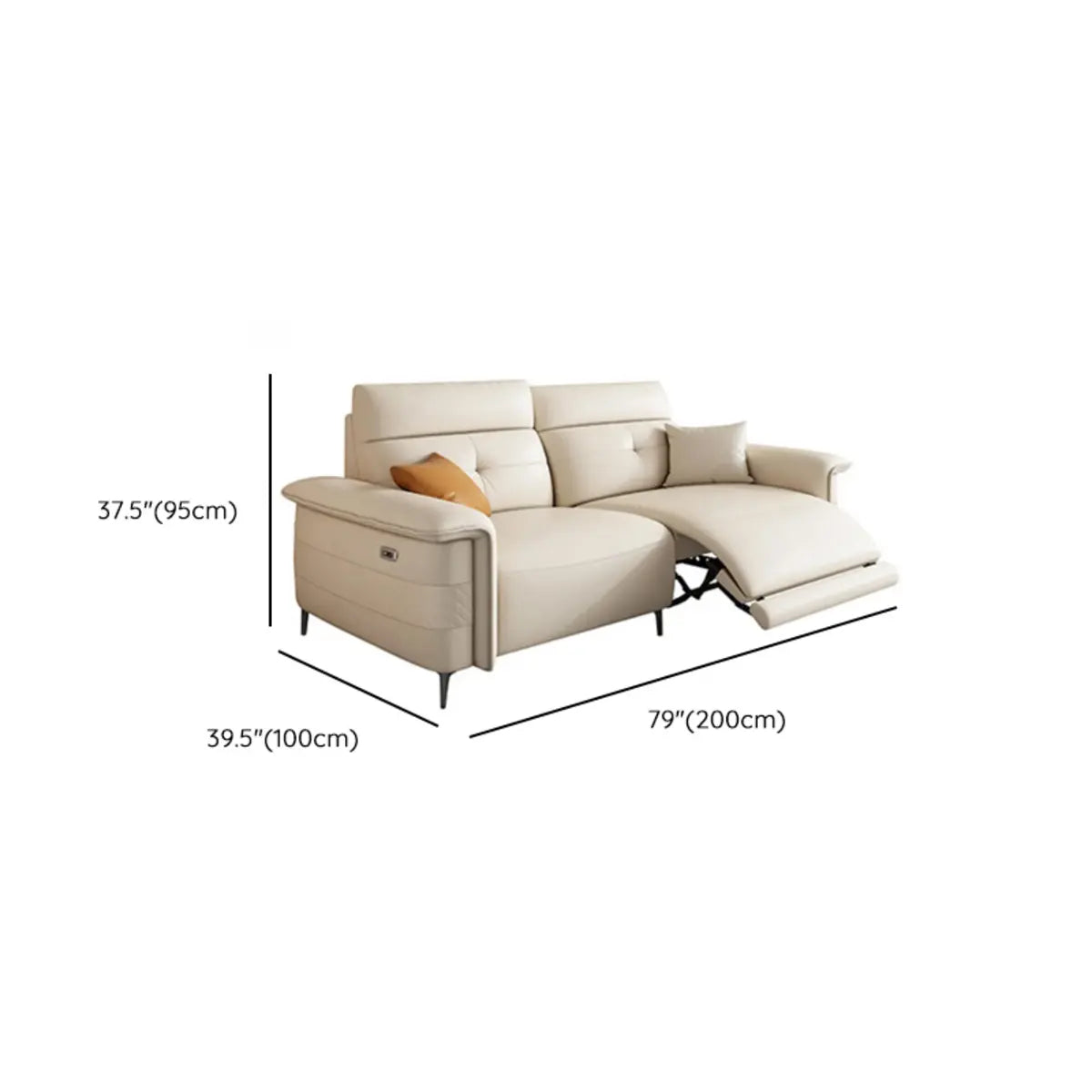 Adjustable White Genuine Leather Reception Sofa 