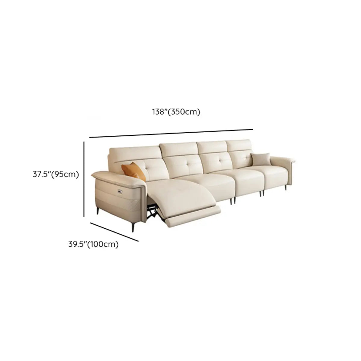 Adjustable White Genuine Leather Reception Sofa Image - 12