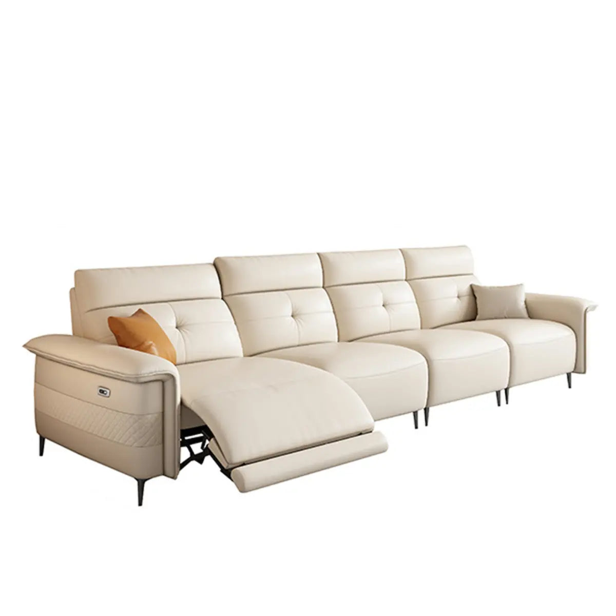 Adjustable White Genuine Leather Reception Sofa Image - 3