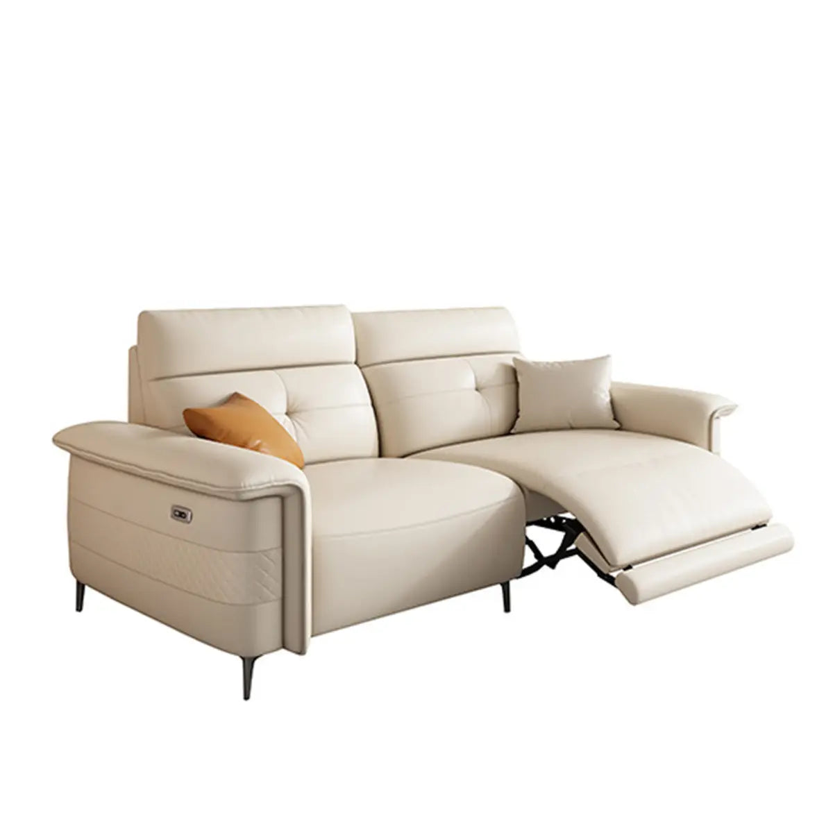 Adjustable White Genuine Leather Reception Sofa Image - 4