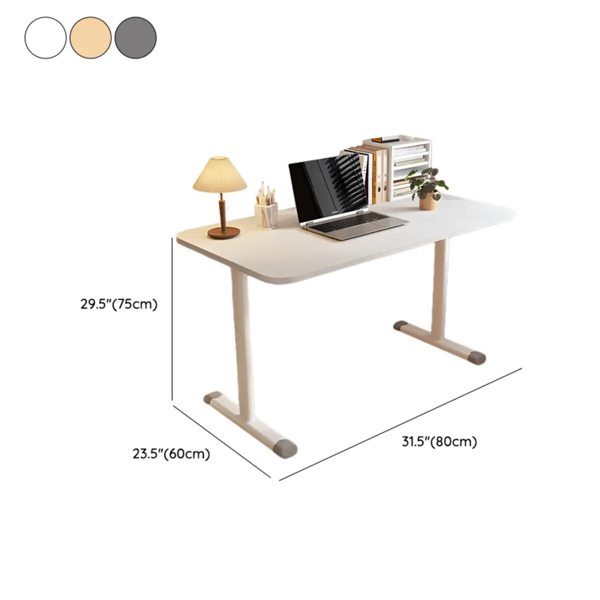 Adjustable White Manufactured Wood T-Shape Writing Desk 