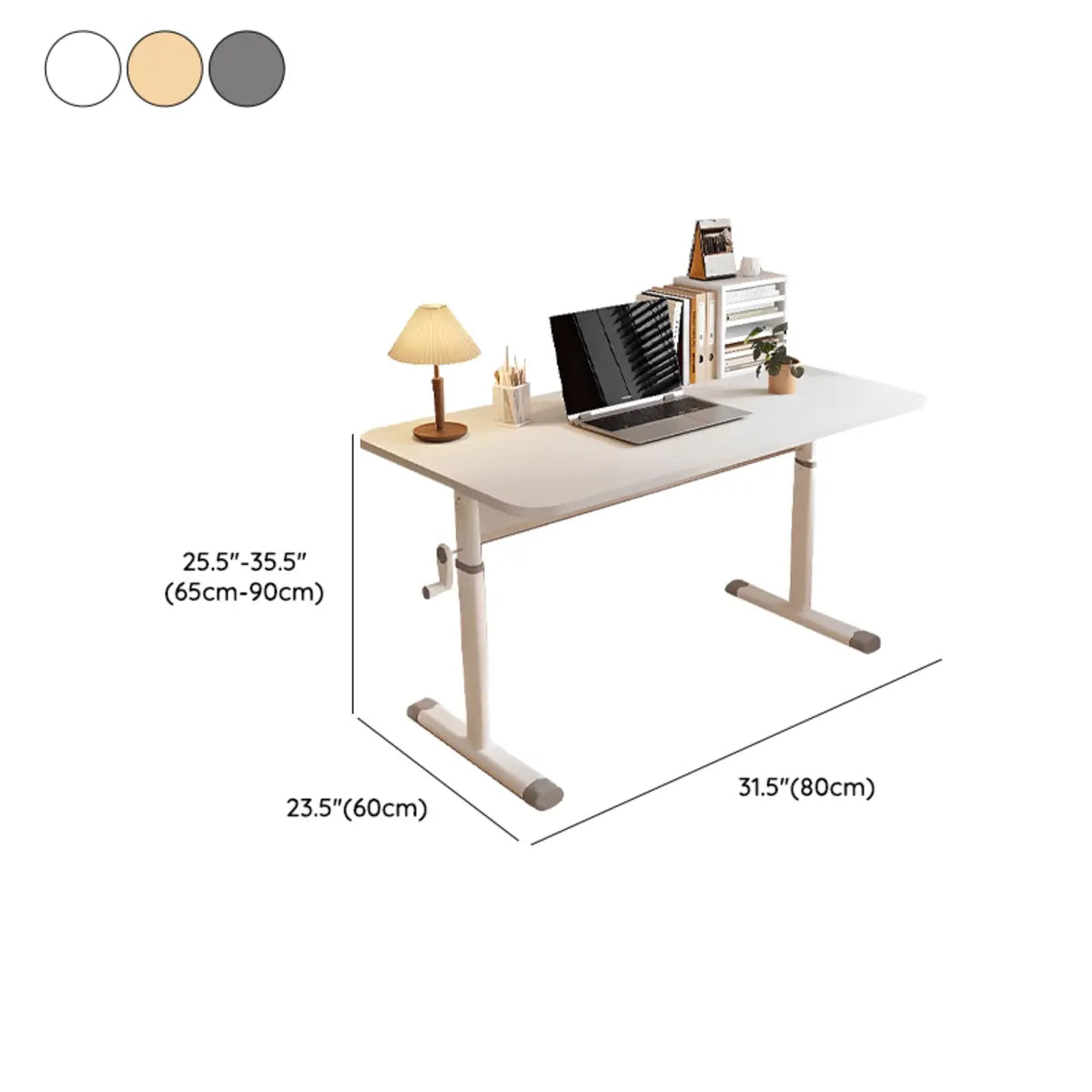 Adjustable White Manufactured Wood T-Shape Writing Desk Image - 18