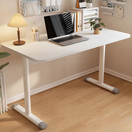 Adjustable White Manufactured Wood T-Shape Writing Desk Image - 2