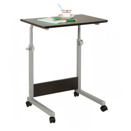 Adjustable White Mobile Rectangular Wood Standing Desk Image - 2