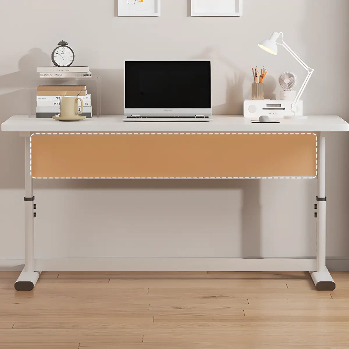 Adjustable White Rectangular T-Shape Writing Desk Image - 12