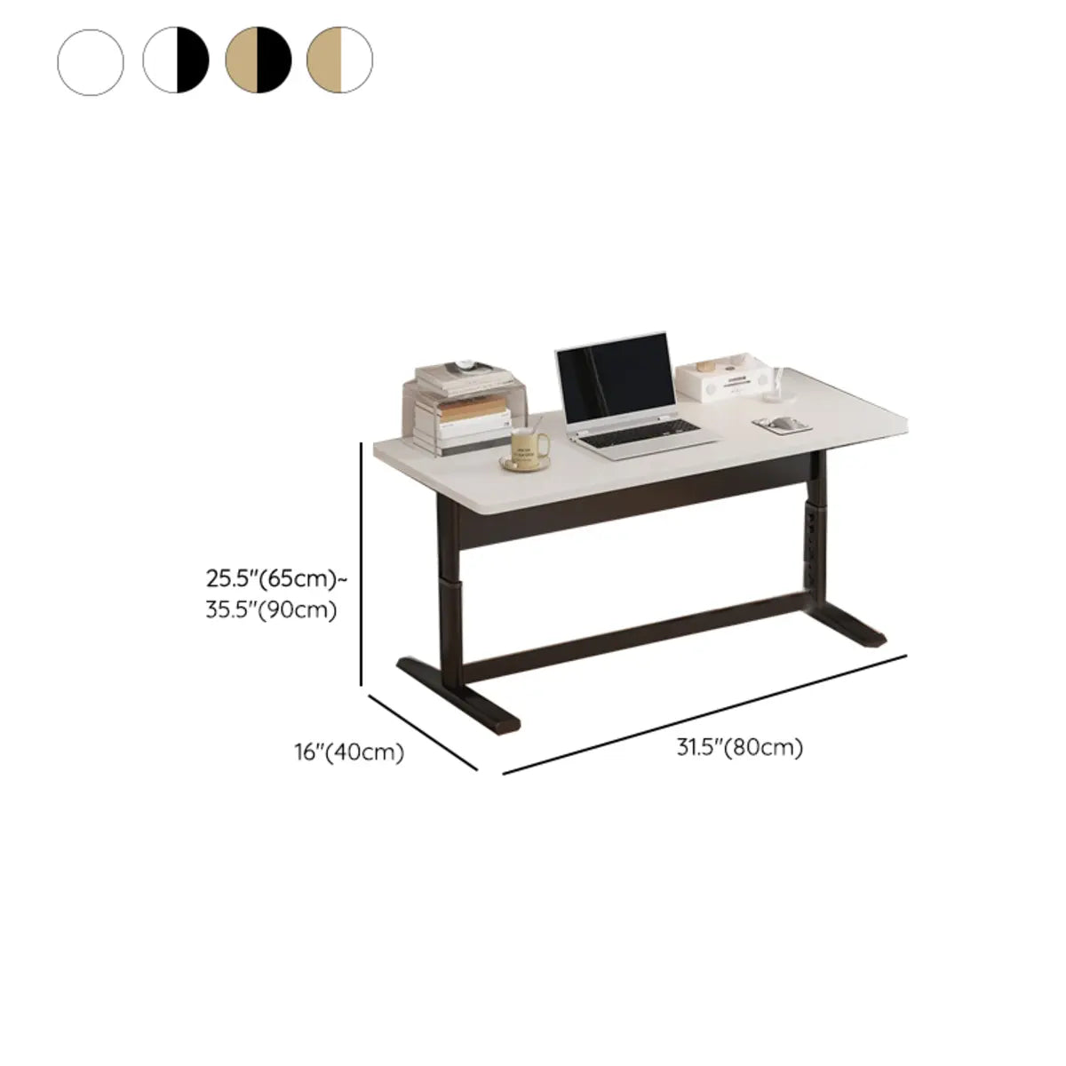 Adjustable White Rectangular T-Shape Writing Desk 