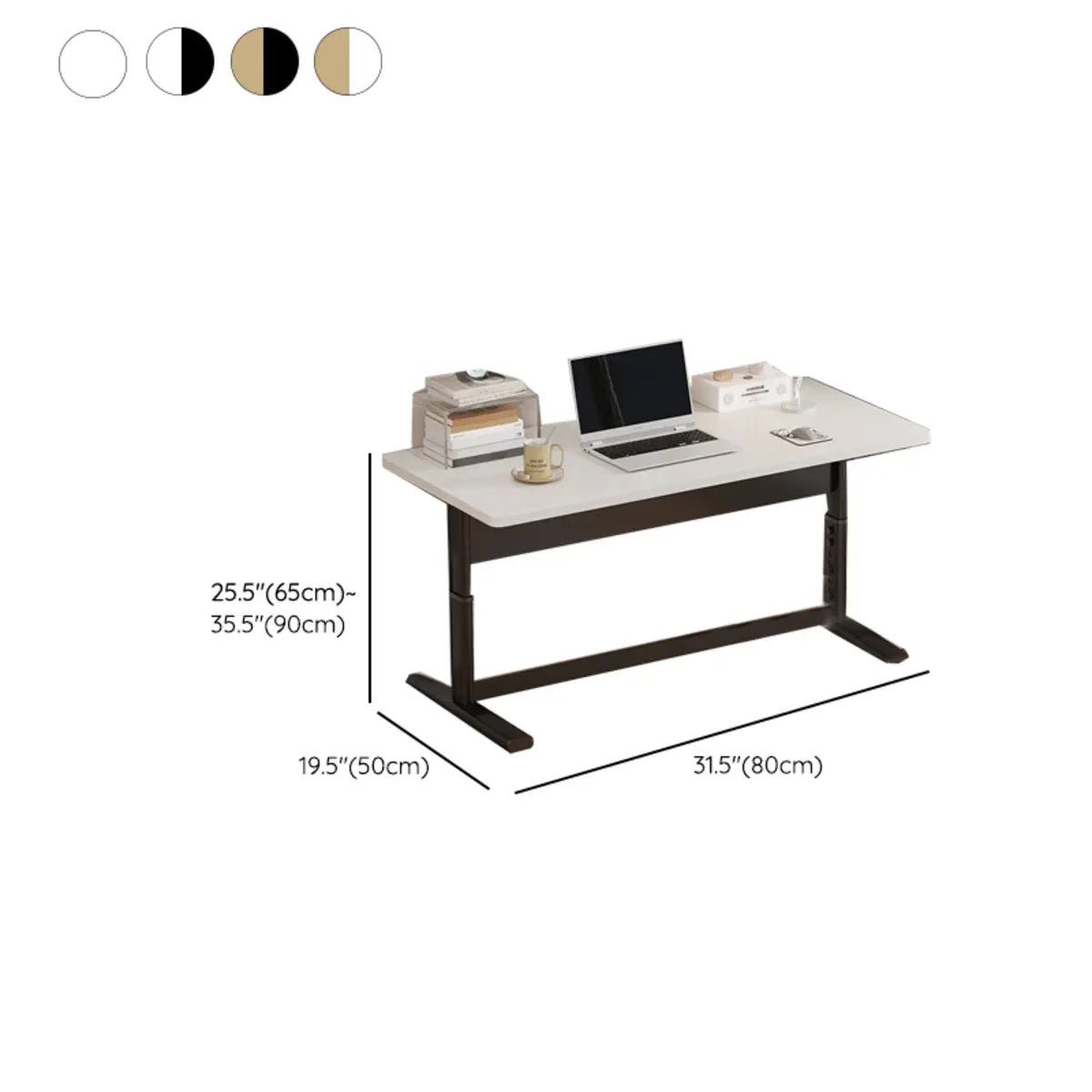 Adjustable White Rectangular T-Shape Writing Desk Image - 14