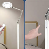 Adjustable White Round LED Swing Arm Floor Lamp Image - 4